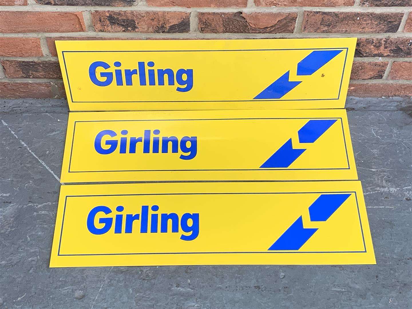 <p>Three Plastic Girling Signs</p>