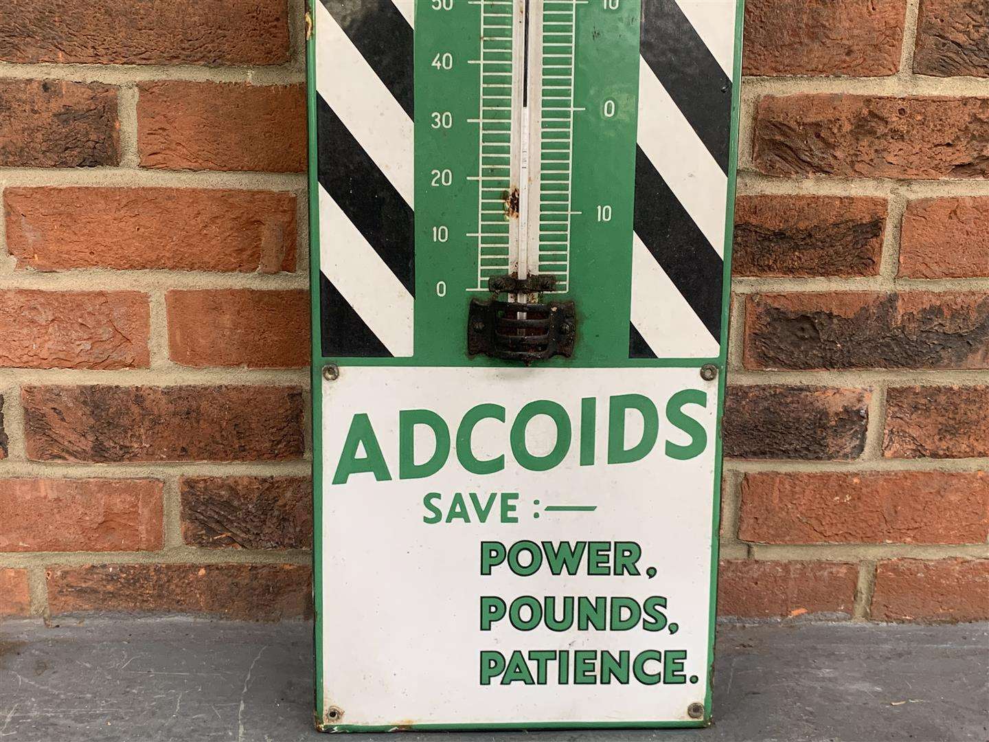 <p>Enamel Duckhams Adcoids Thermometer Sign</p>