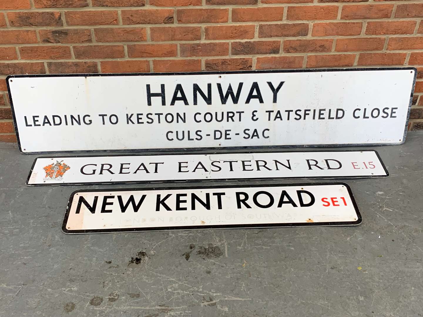<p>Three Metal London Street Signs&nbsp;</p>