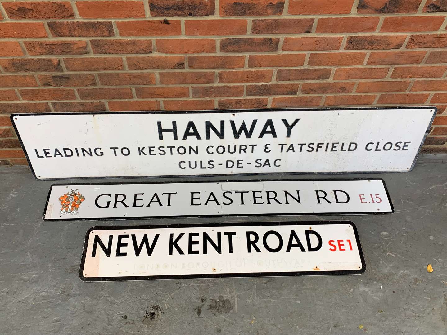<p>Three Metal London Street Signs&nbsp;</p>