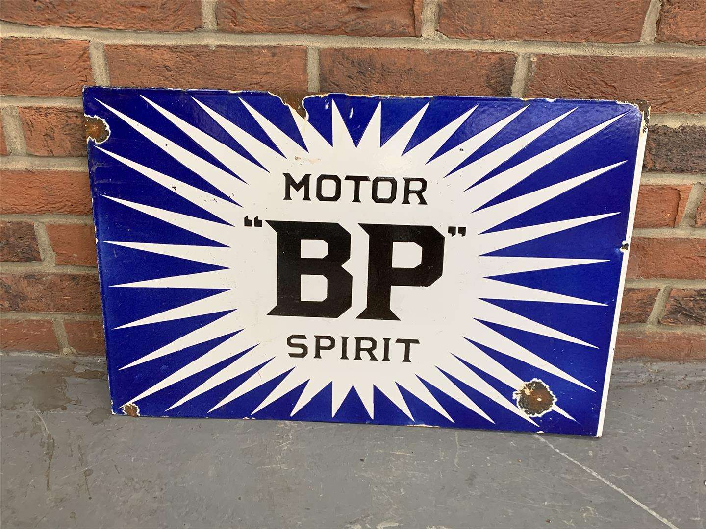 <p>Enamel BP Motor Spirit Flanged Sign</p>