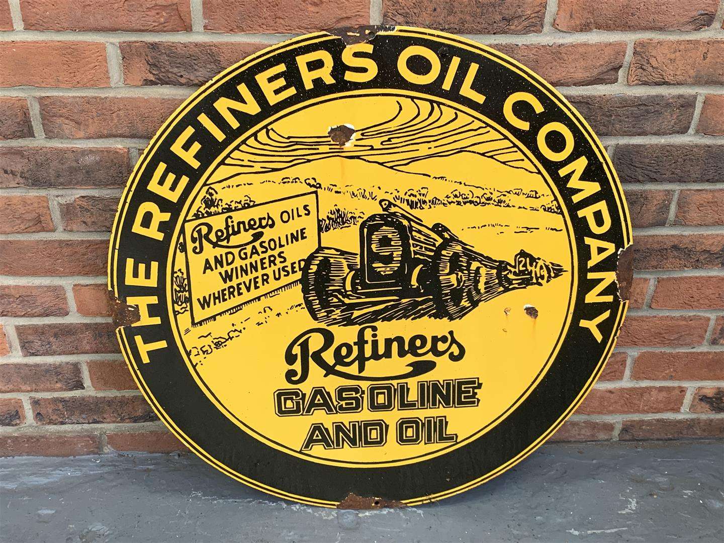 <p>Enamel “The Refiners Oil Company” Sign</p>