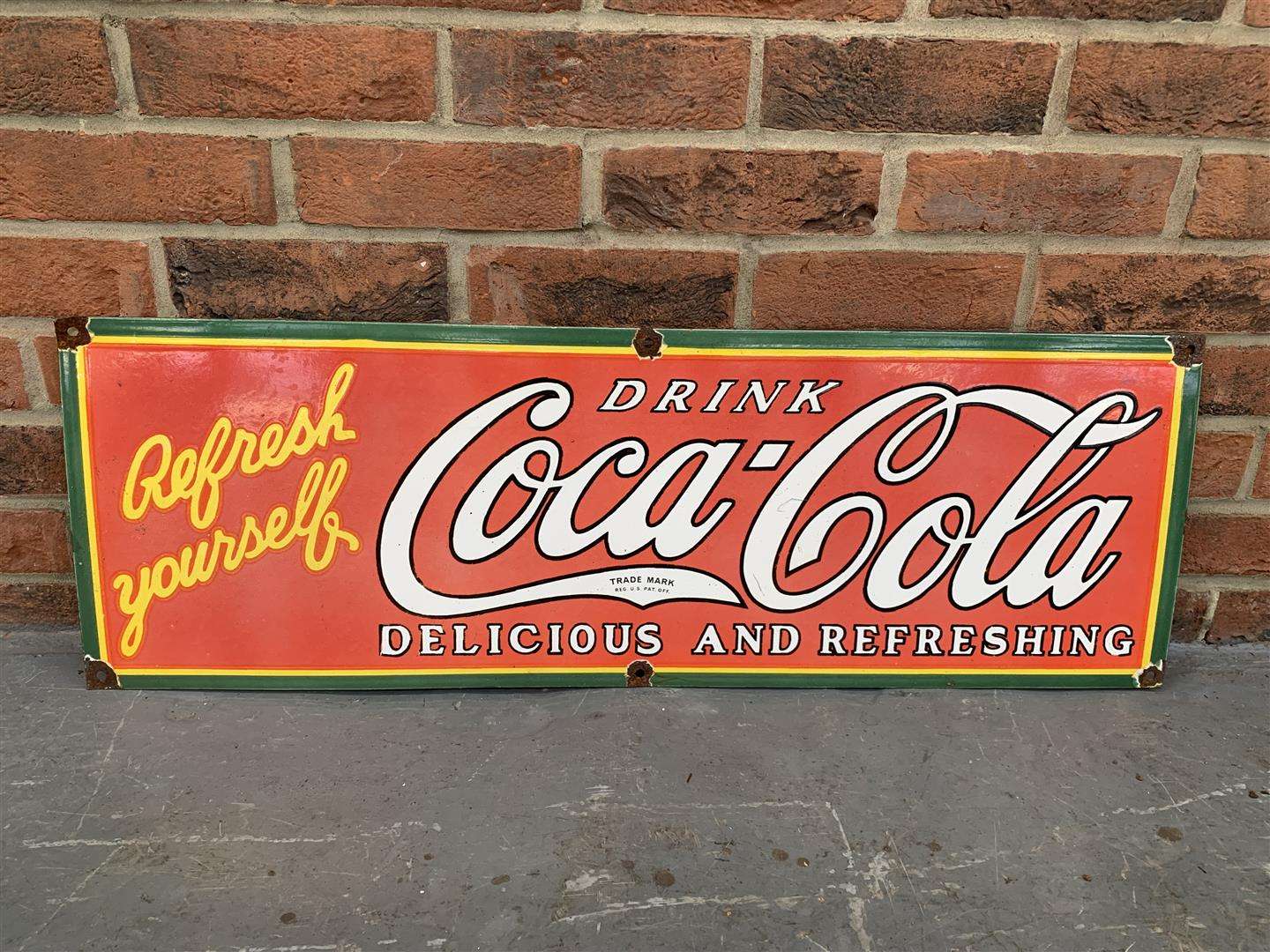 <p>Enamel Coca-Cola Drinks Sign</p>
