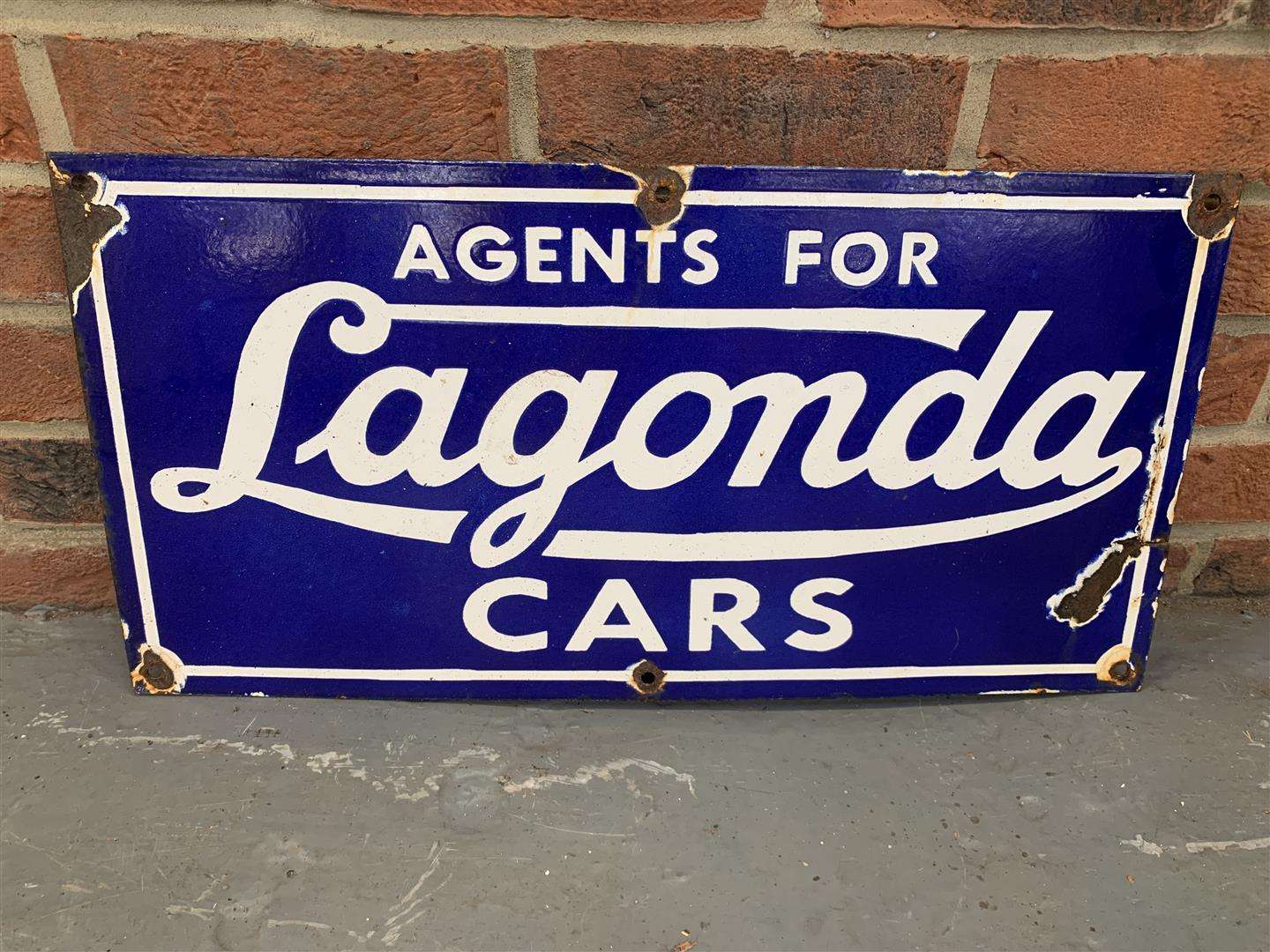 <p>Enamel Lagonda Cars Sign</p>