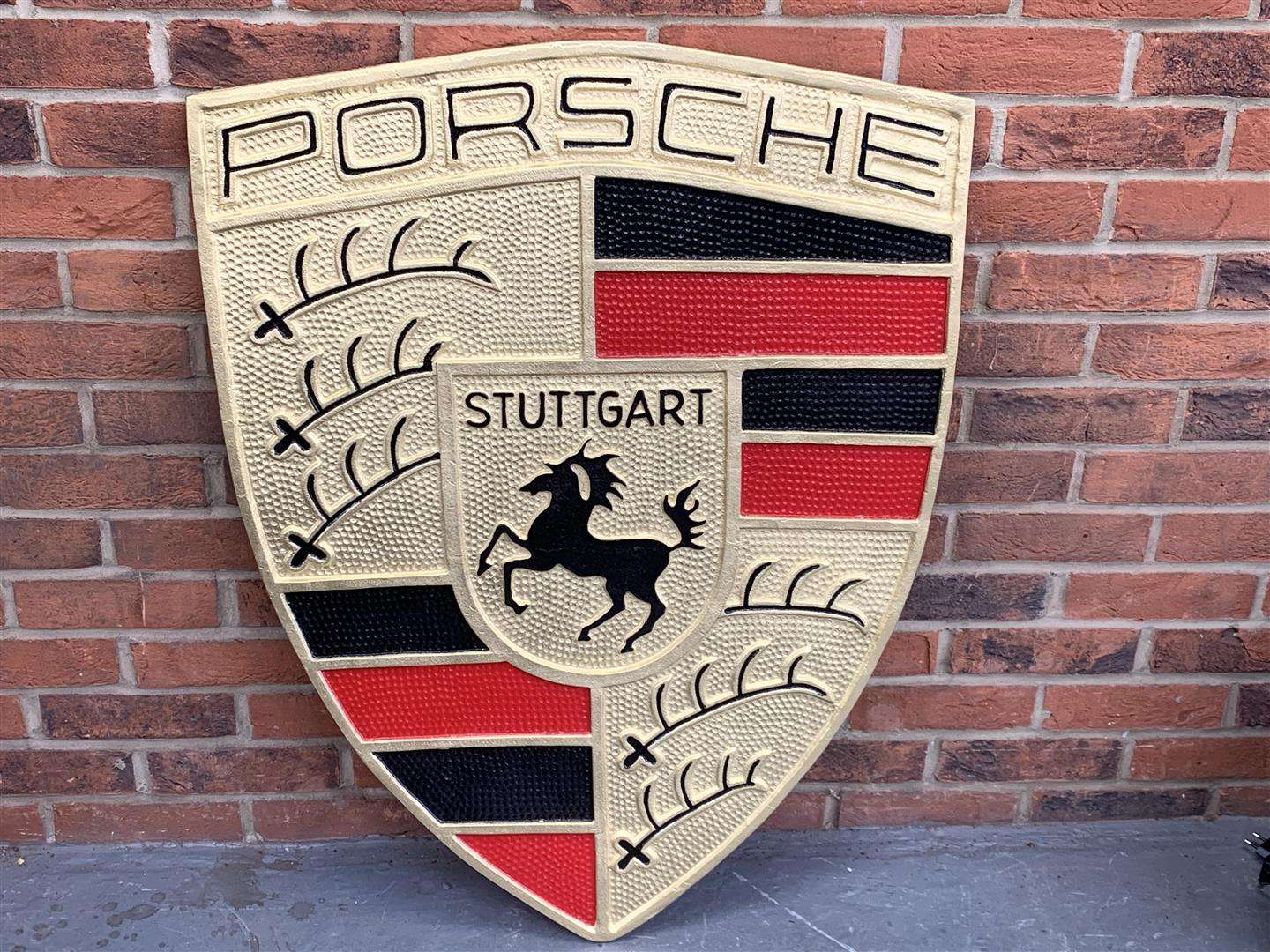 <p>Cast Aluminium Painted Porsche Sign</p>