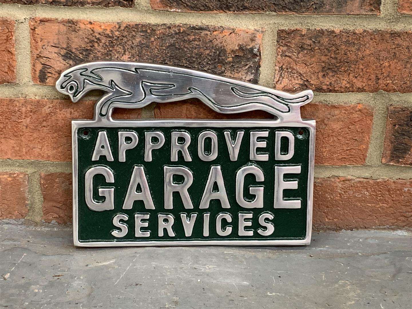 <p>Cast Approved Jag Garage Services Sign</p>
