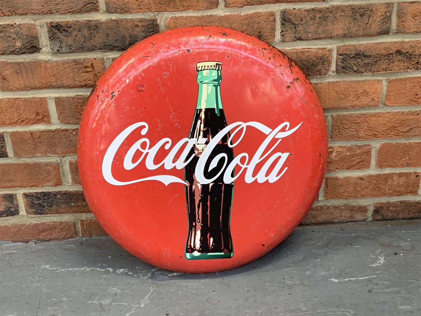 <p>Metal Convex Coca-Cola Circular Sign</p>