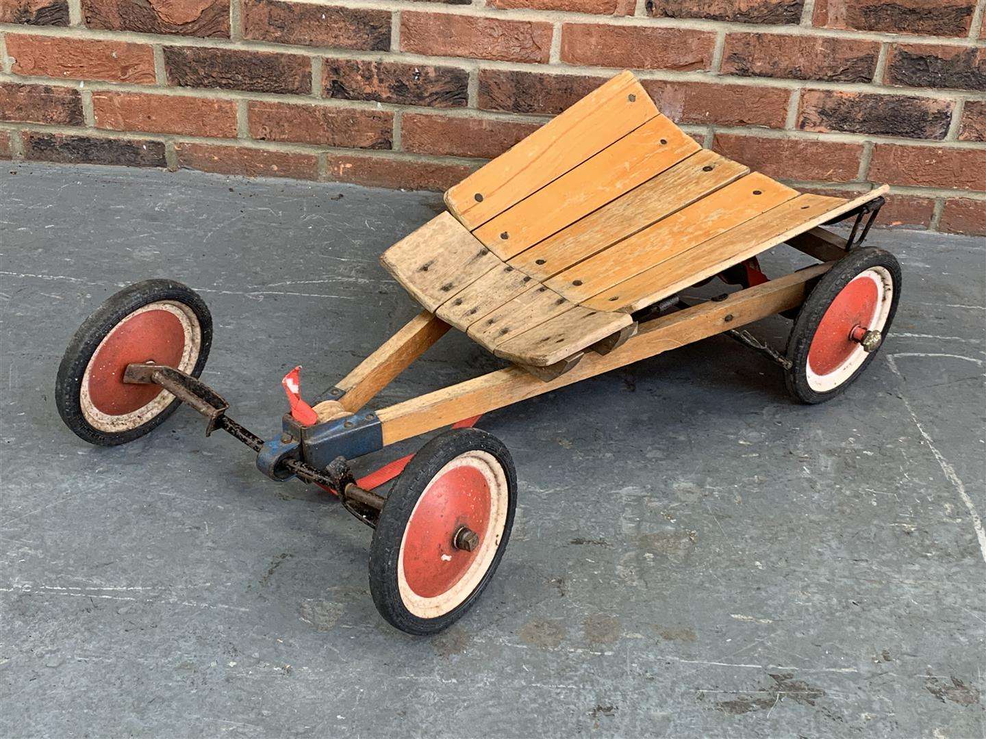 <p>Vintage Wooden German Made Childs Go-Kart</p>