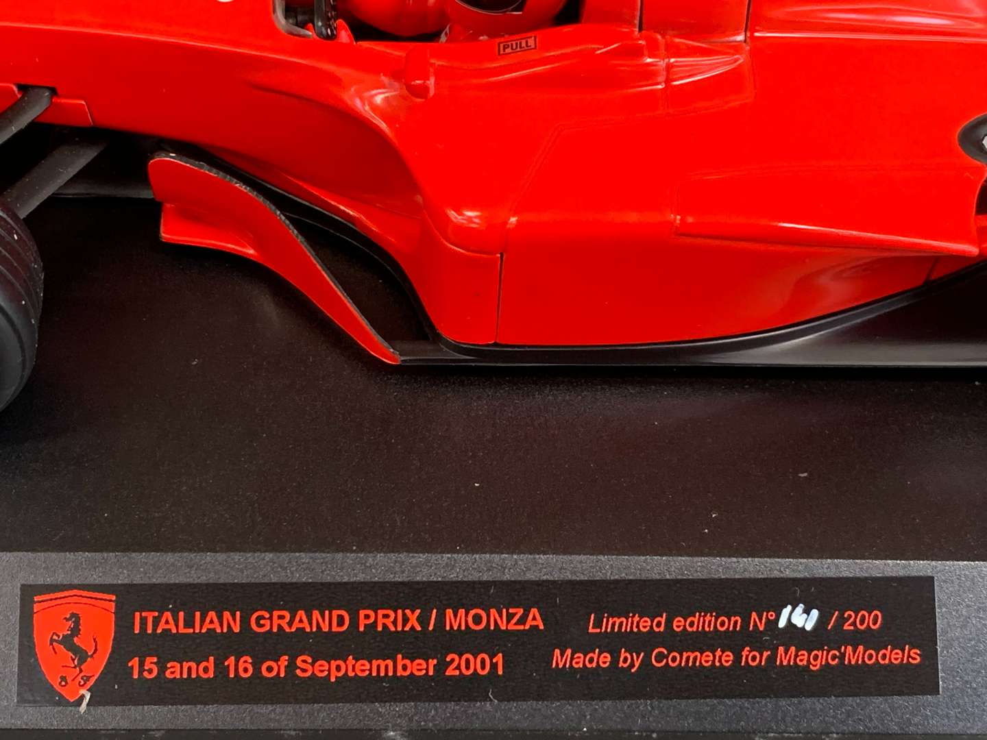 <p>Cased Ferrari F1 Italian GP 2001 Car</p>