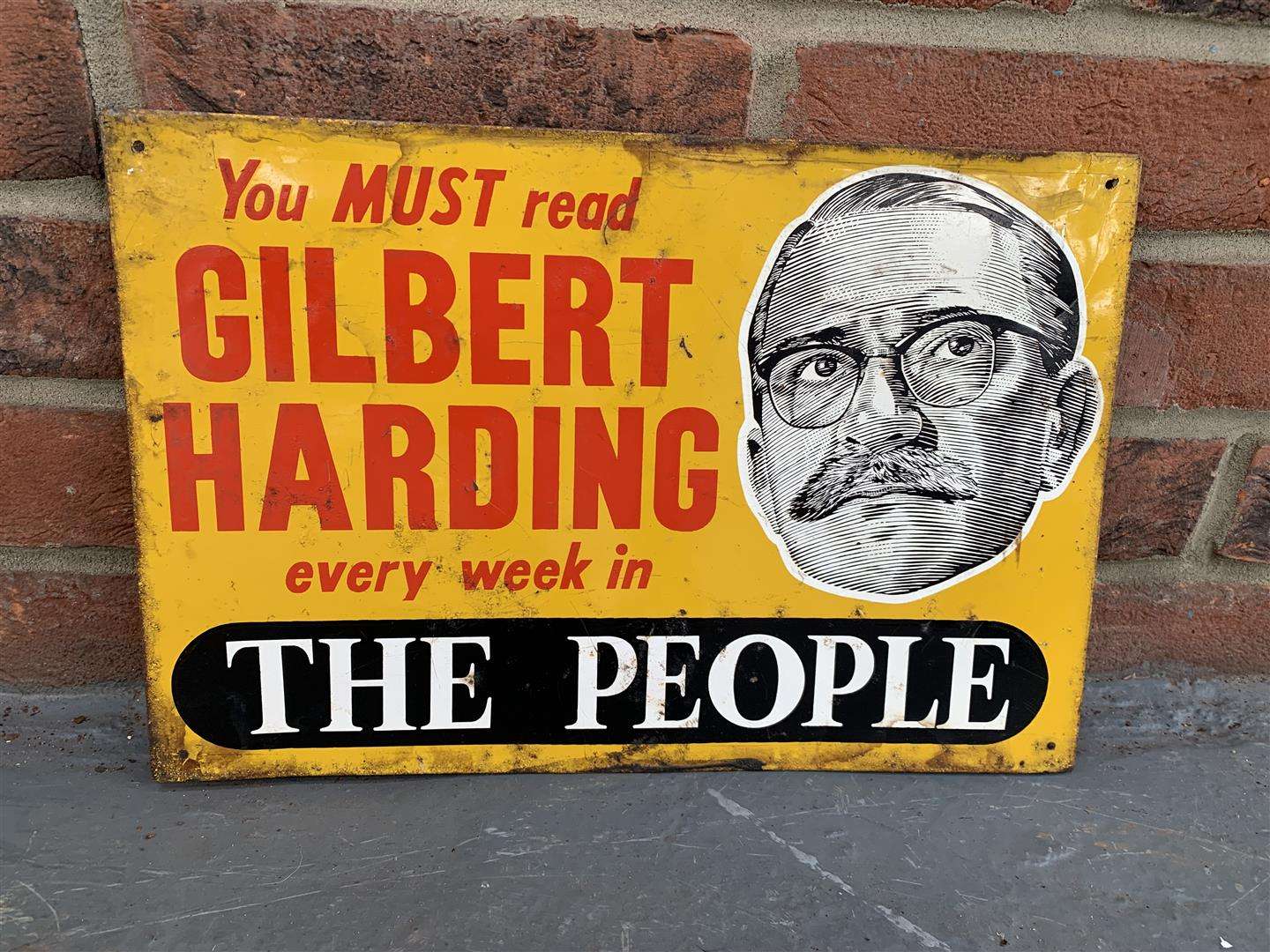 <p>Tin “The People” You Must Read Gilbert Harding Sign</p>