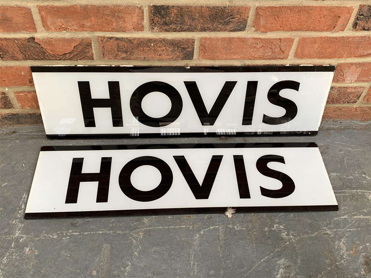 <p>Pair Of Original Glass “Hovis” Signs</p>