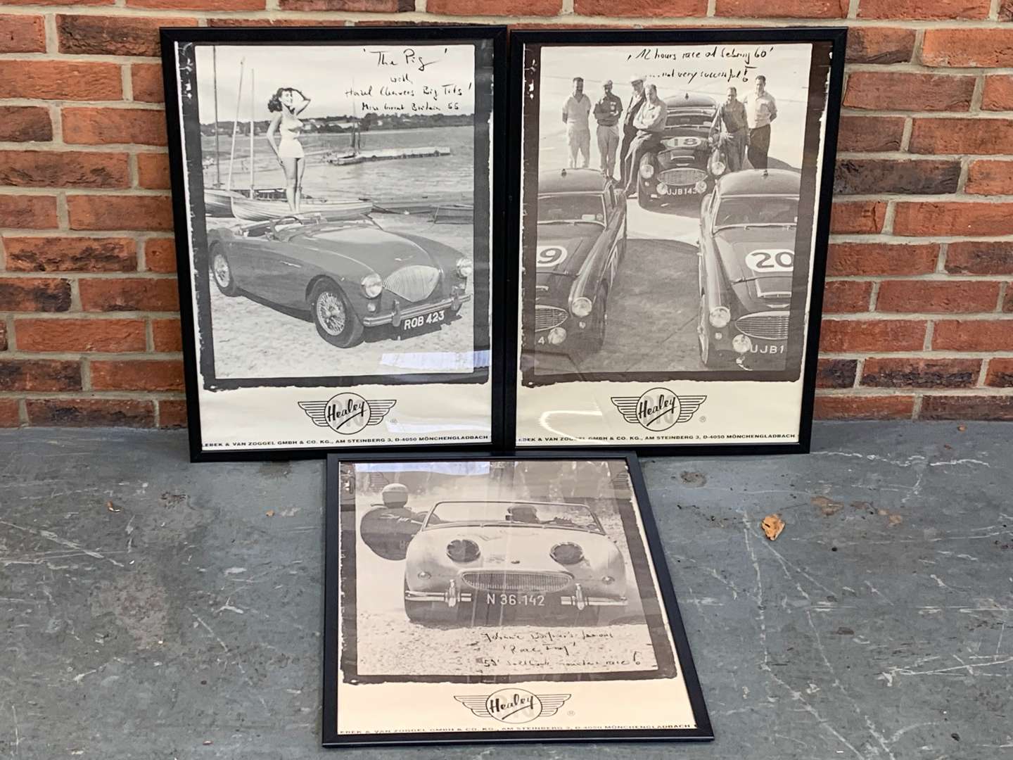 <p>Three Framed Austin Healey Posters</p>