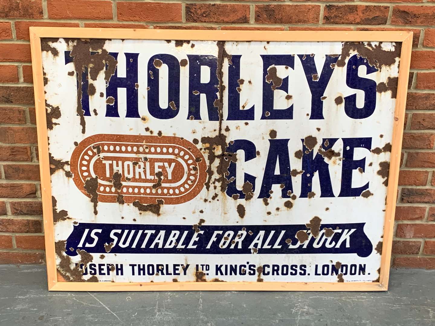 <p>Original Enamel Thorleys Cake Sign A/F</p>