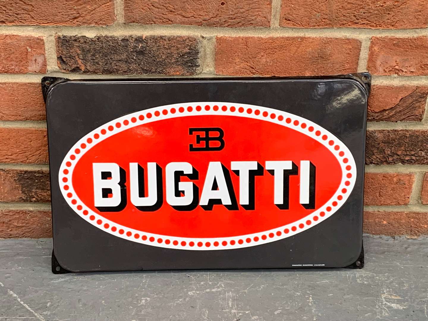 <p>Enamel Bugatti Sign by Emaillerie Alsacienne Strasbourg</p>