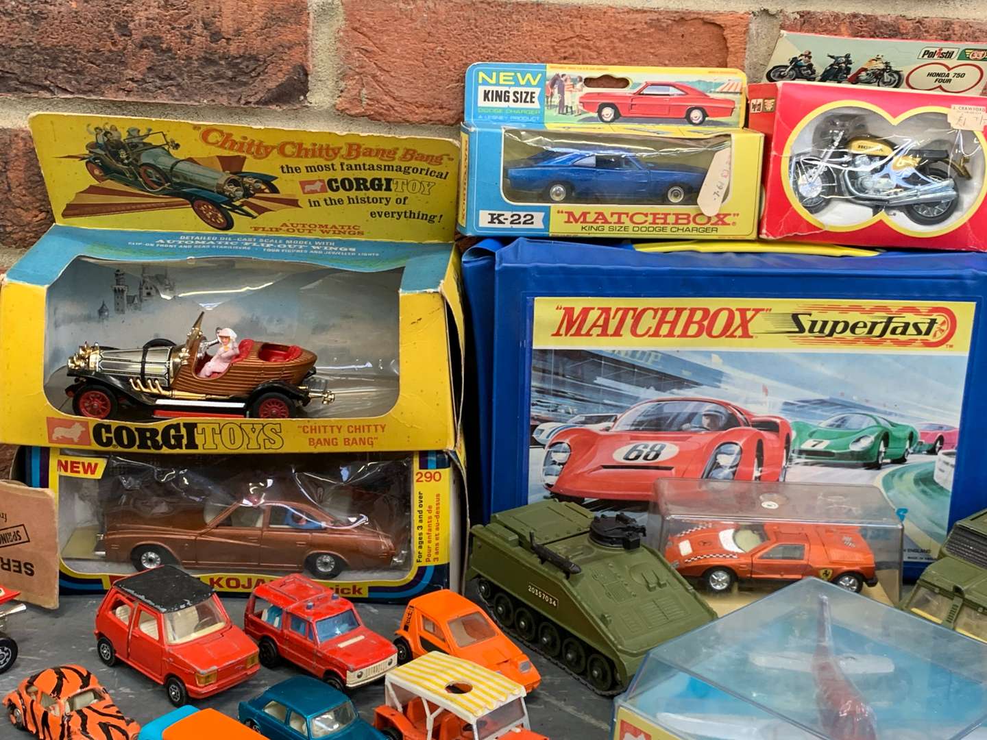 <p>Wooden Box Of Die Cast Toys</p>