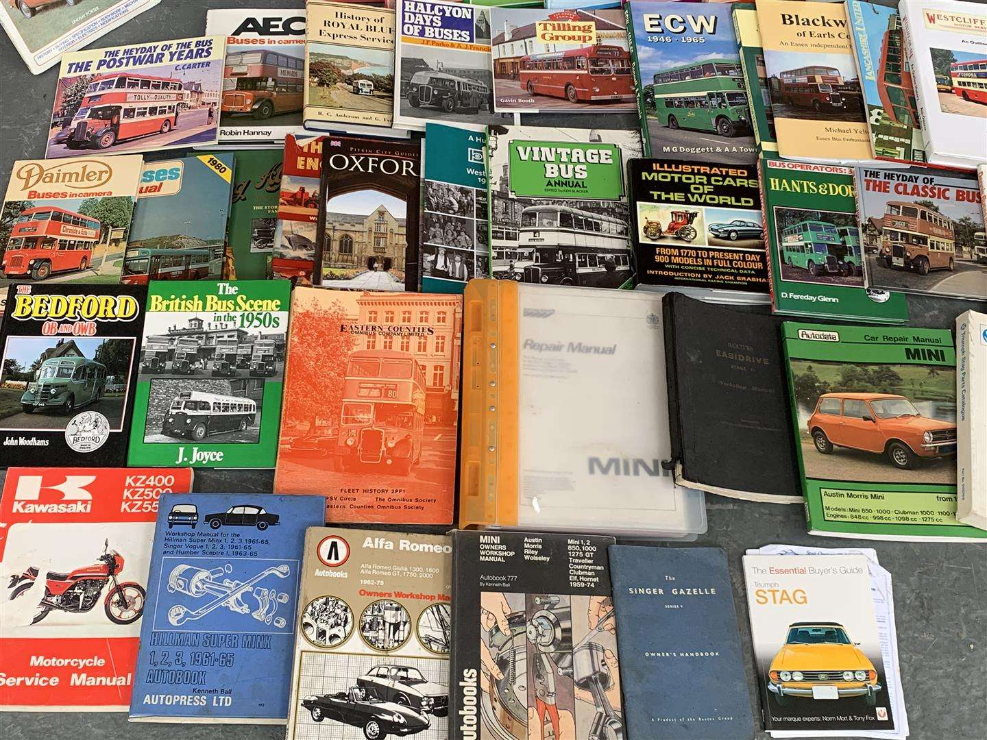 <p>Two Boxes Of Car Manuals &amp; Bus Related Books</p>