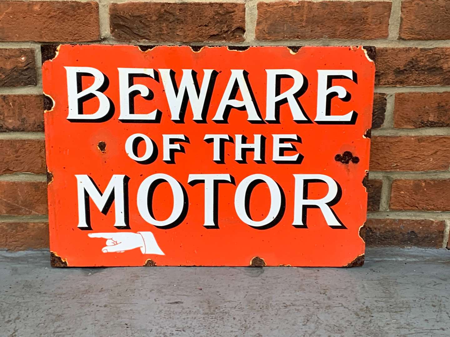 <p>Beware of The Motor Enamel Sign</p>