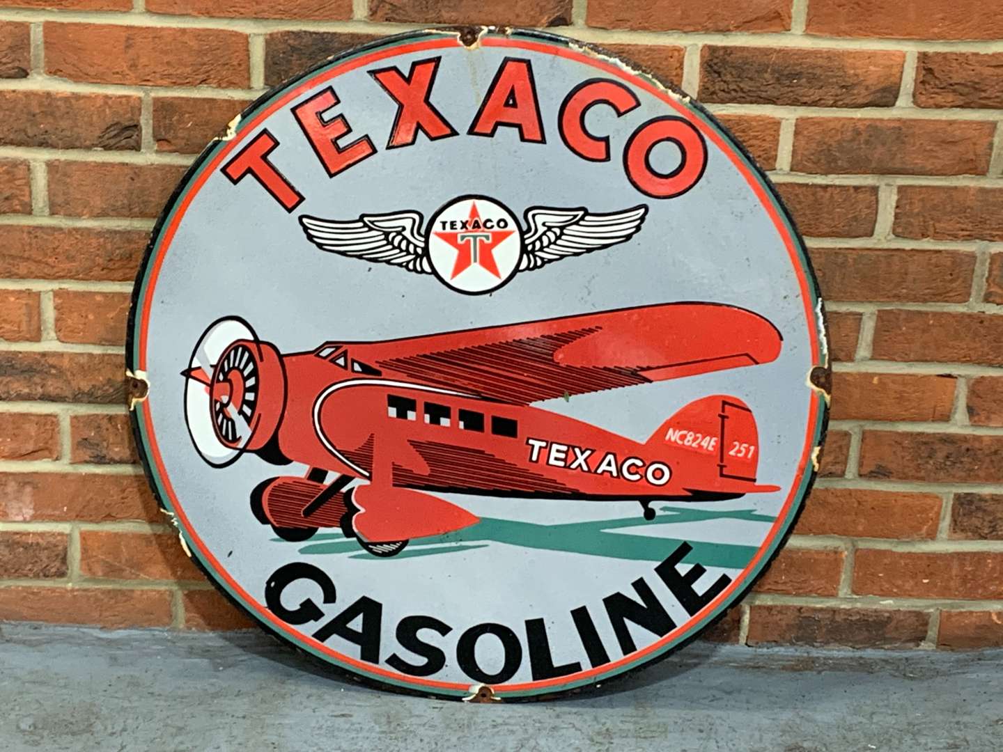 <p>Texaco Aviation Gasoline Circular Enamel Sign</p>