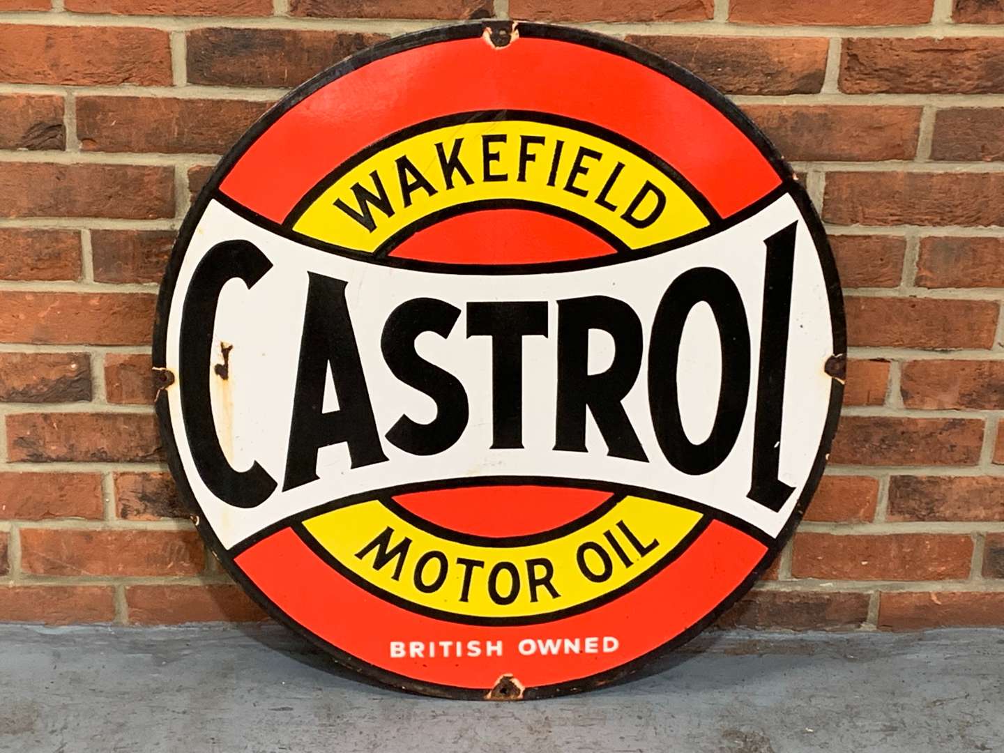 <p>Castrol Wakefield Motor Oil Circular Enamel Sign</p>