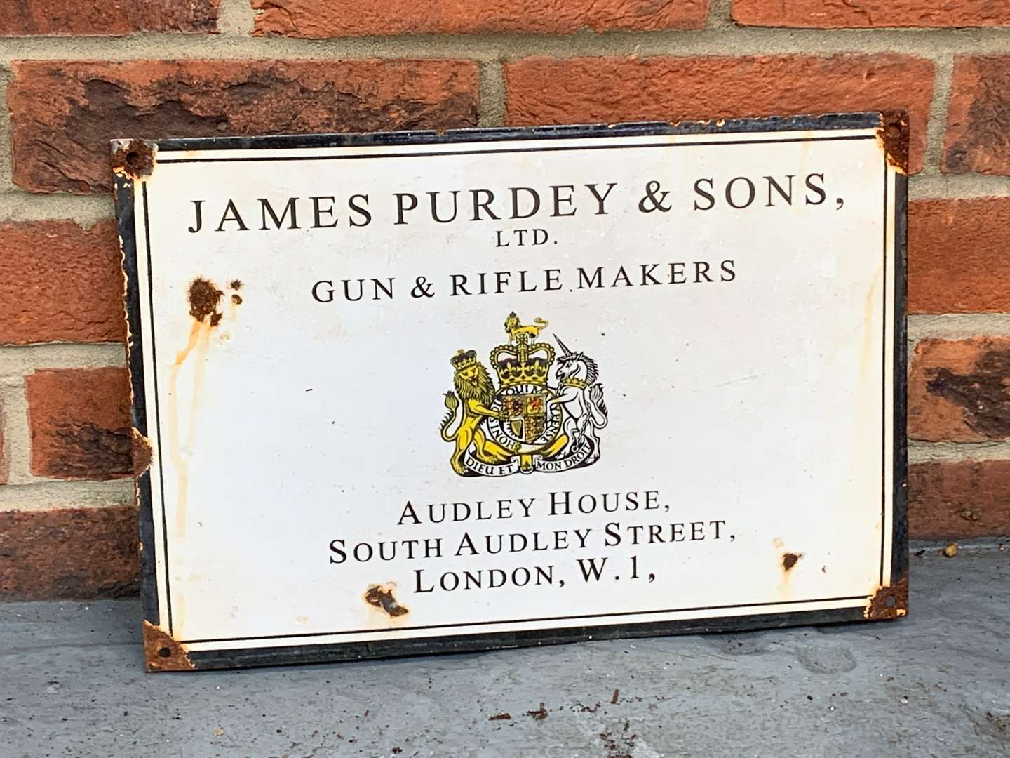 <p>James Purdey and Sons Small Enamel Sign</p>