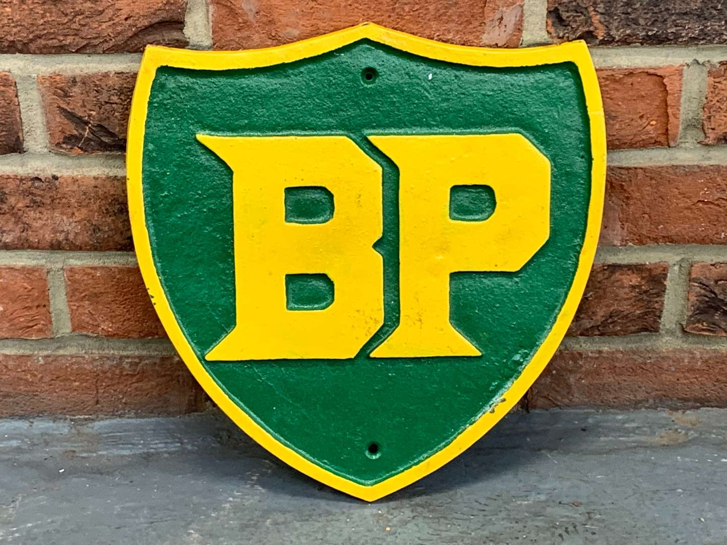 <p>BP Cast Iron Shield Sign</p>