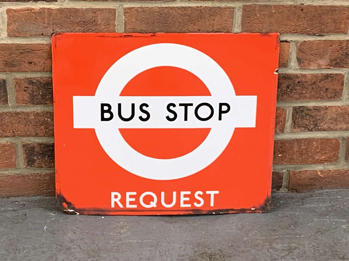 <p>Original Bus Stop Request Enamel Sign</p>