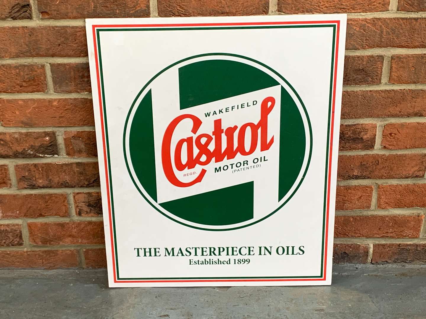 <p>Castrol Wakefield “The Masterpiece In Oils” Sign On Board</p>