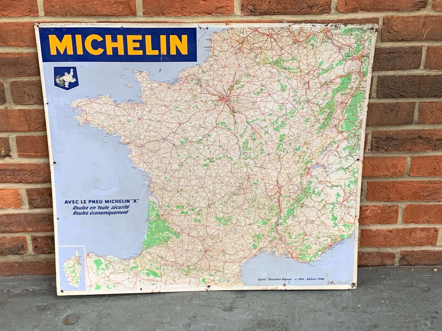 <p>French Tin Michelin Map Sign</p>