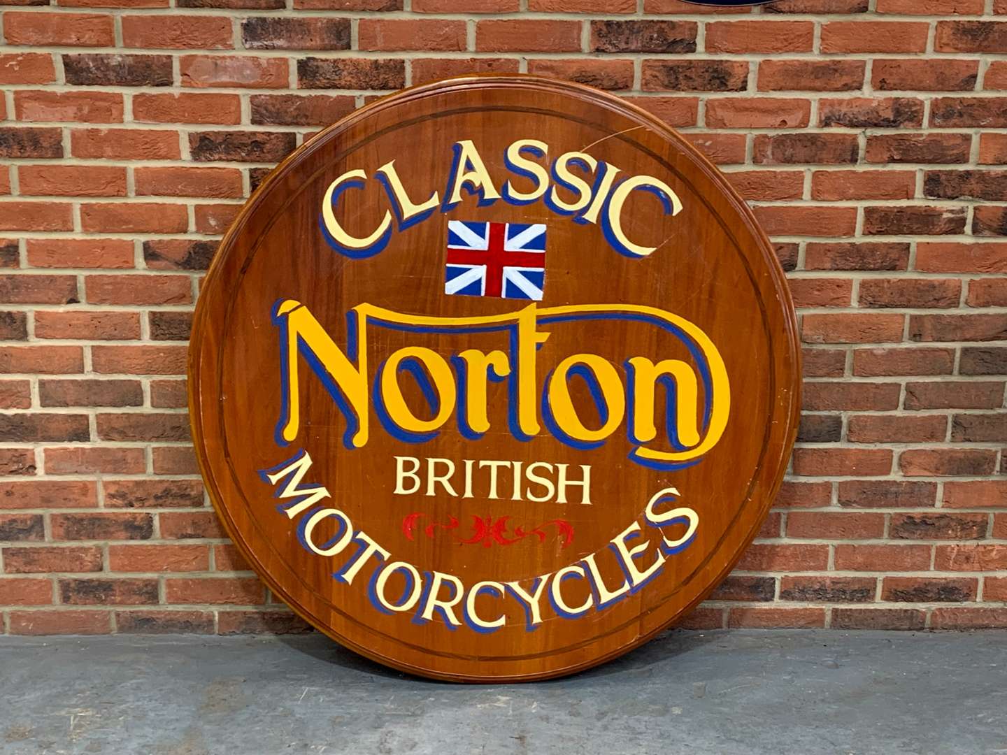 <p>Classic Norton British Motorcycles Circular Table Top</p>